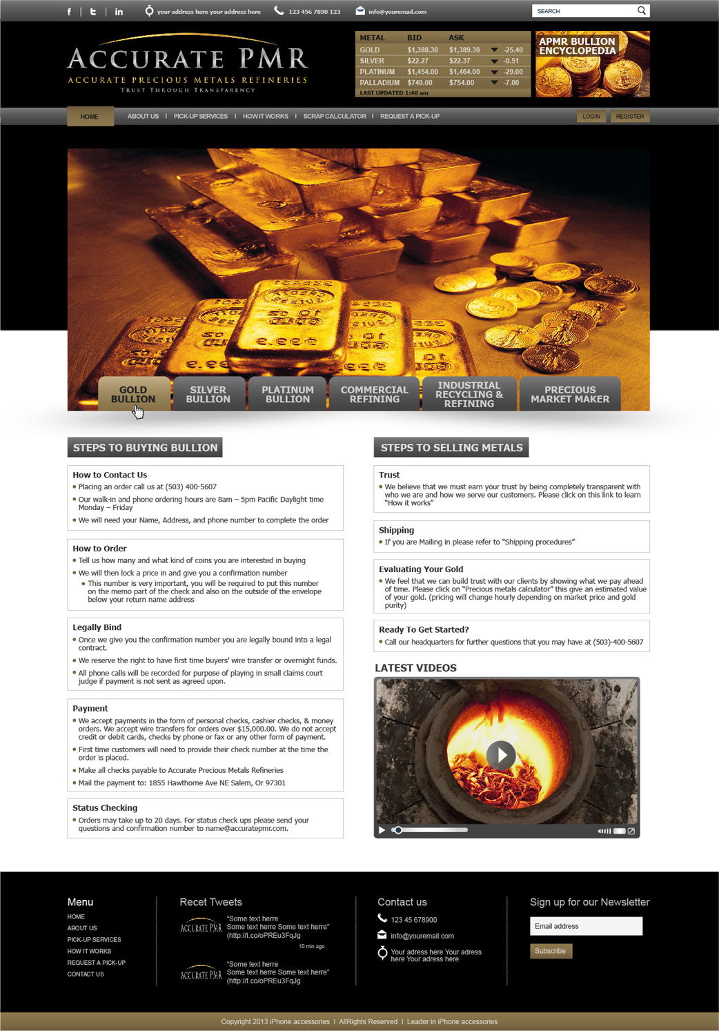 Web Design by tahir for Accurate Precious Metals Refineries Inc. | Design #1970000