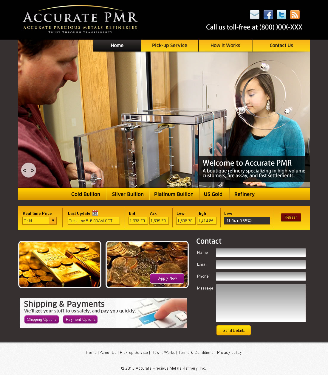Web Design by Agile Invention for Accurate Precious Metals Refineries Inc. | Design #1996228
