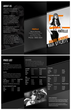Brochure Design by Latest Design Ideas for Fratelle Hair & Make up | Design: #1816740