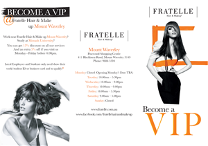Brochure Design by catherinehopkins for Fratelle Hair & Make up | Design: #1843335