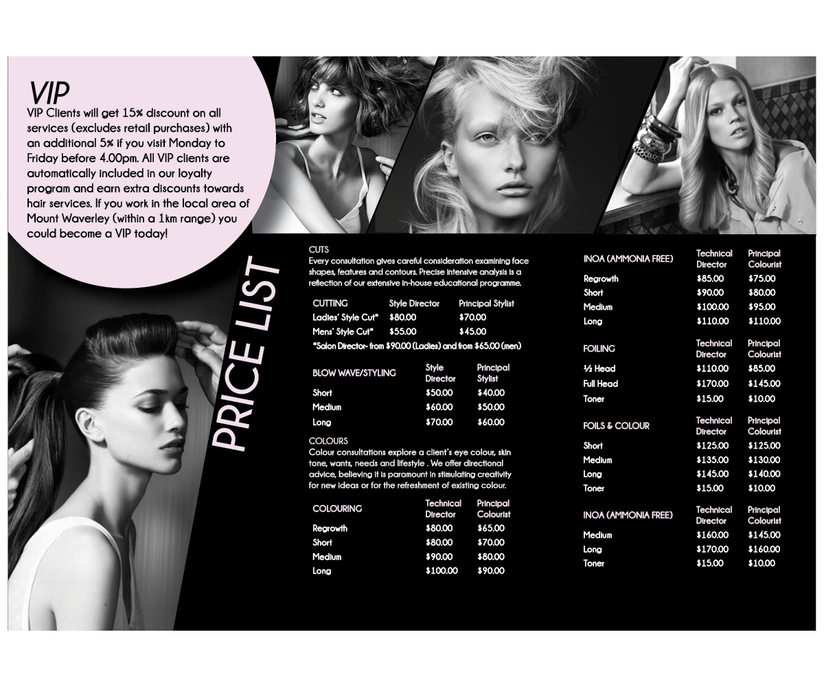 Brochure Design by Oliviaaag for Fratelle Hair & Make up | Design #1818916