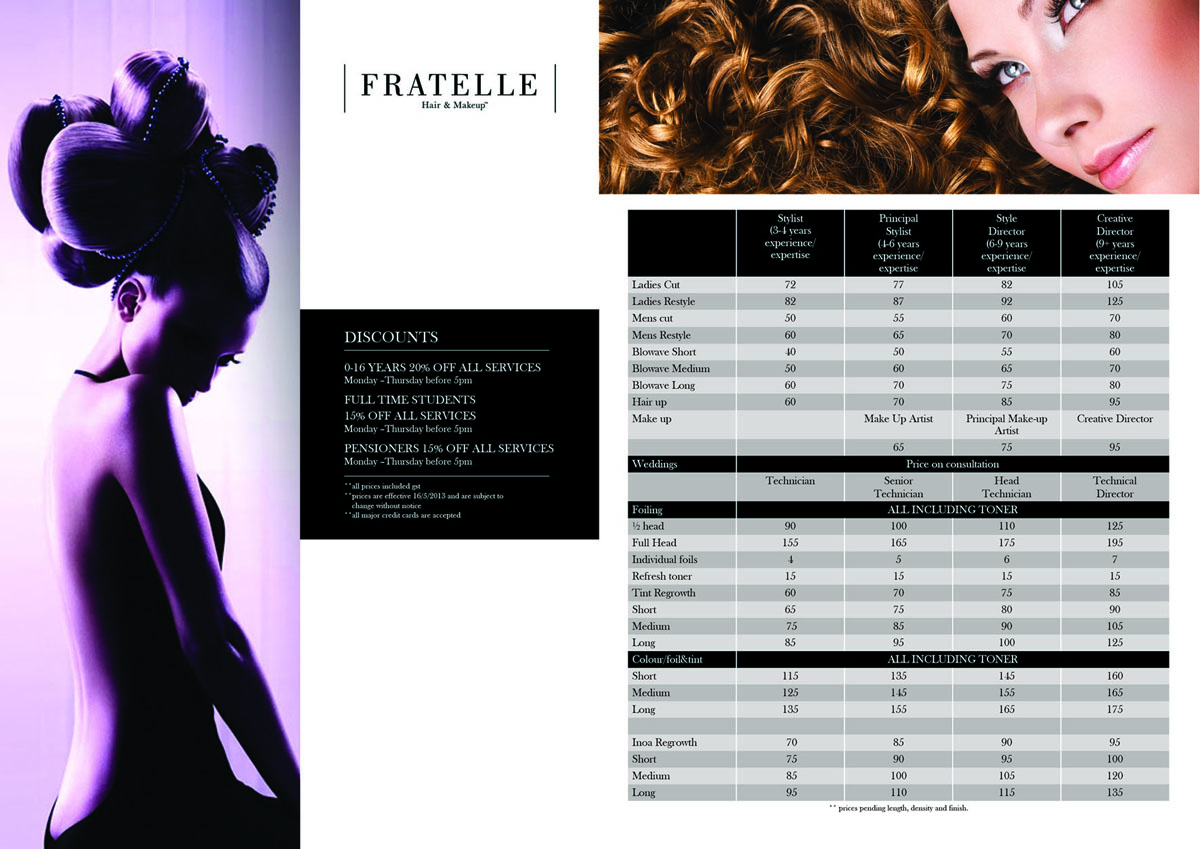 Brochure Design by Subeesh for Fratelle Hair & Make up | Design #1826638