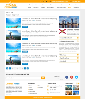 Hotel affiliate + city guide website (Orlando) | Web Design by Sbss
