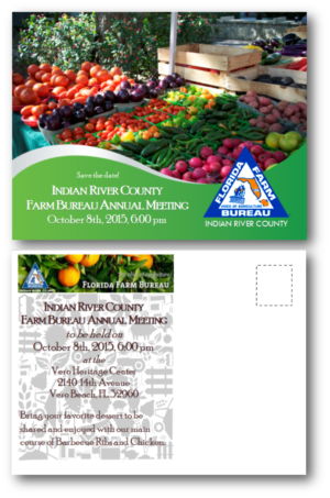 Agricultural (featuring citrus,vegetables, fruit, livestock, foul, etc) postcard design 