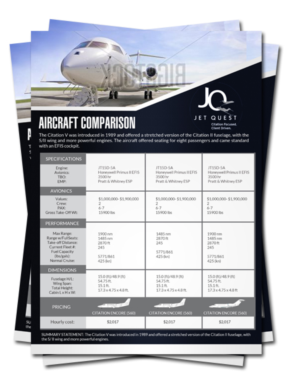 Airplane Comparison Chart outlining differences between models
