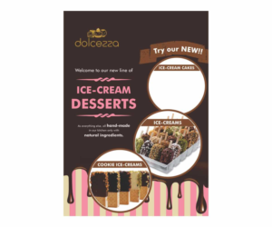 A4 Flyer to introduce new line of ice cream cakes and dessert in a bakery shop | Design de Flyer par Cut and Glue