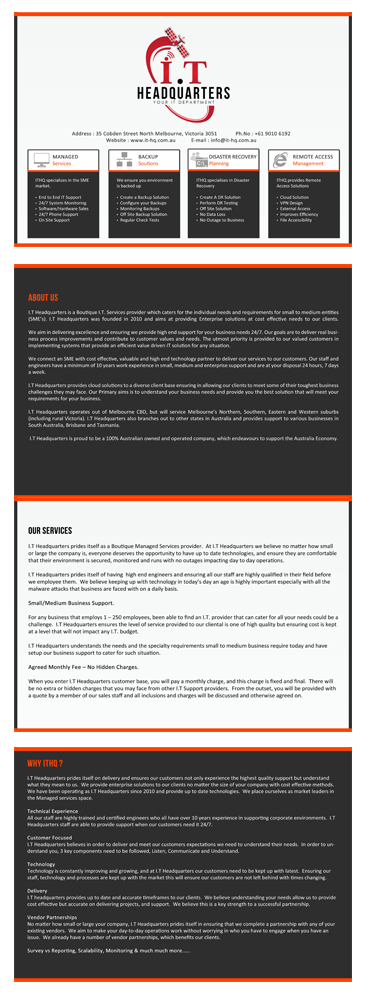 Brochure Design by bibinparker for I.T. Headquarters Pty Ltd | Design #1873653