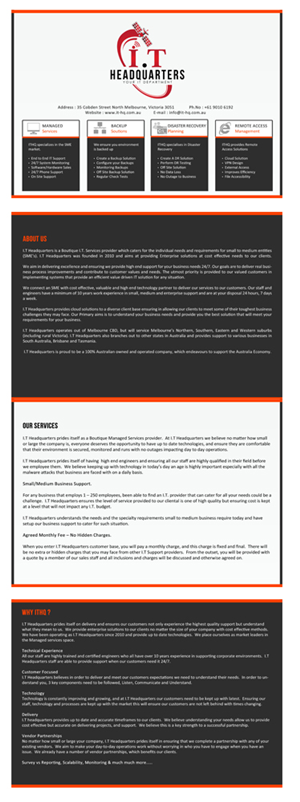 Brochure Design by bibinparker for I.T. Headquarters Pty Ltd | Design: #1873653