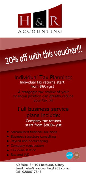 Flyer Design by Sharonc for H & R ACCOUNTING SERVICES | Design: #1796314