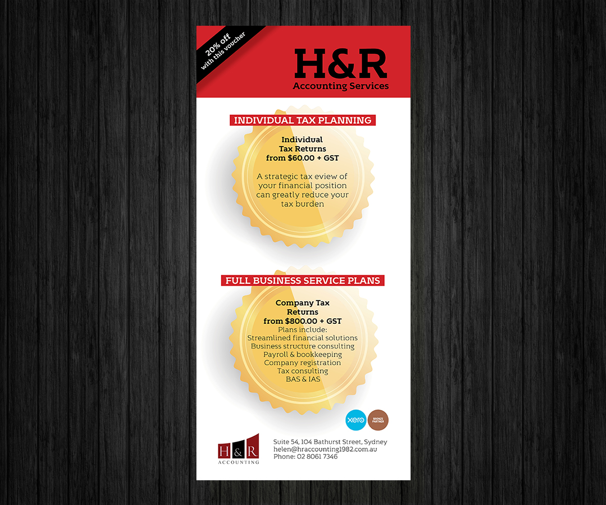 Design de Flyer par Boss Designs pour H & R ACCOUNTING SERVICES | Design #1825548