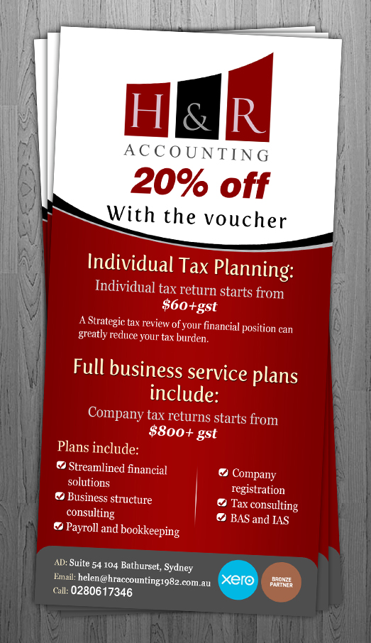 Flyer Design by ESolz Technologies for H & R ACCOUNTING SERVICES | Design #1806118