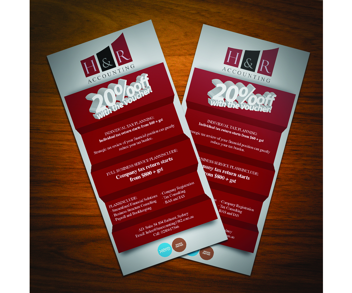 Flyer Design by JMFA for H & R ACCOUNTING SERVICES | Design #1811455