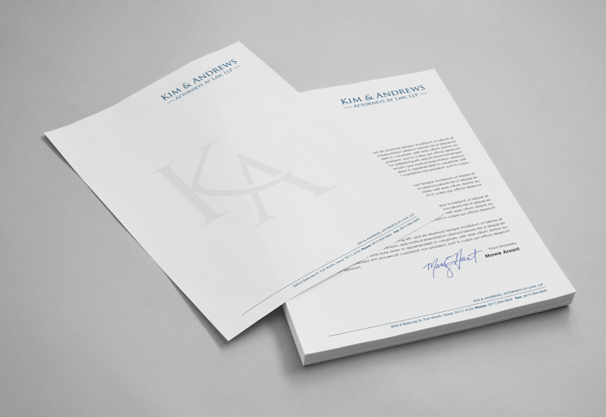 Letterhead Design by logodentity for Kim & Andrews, Attornets-at-Law, LP | Design #1778233