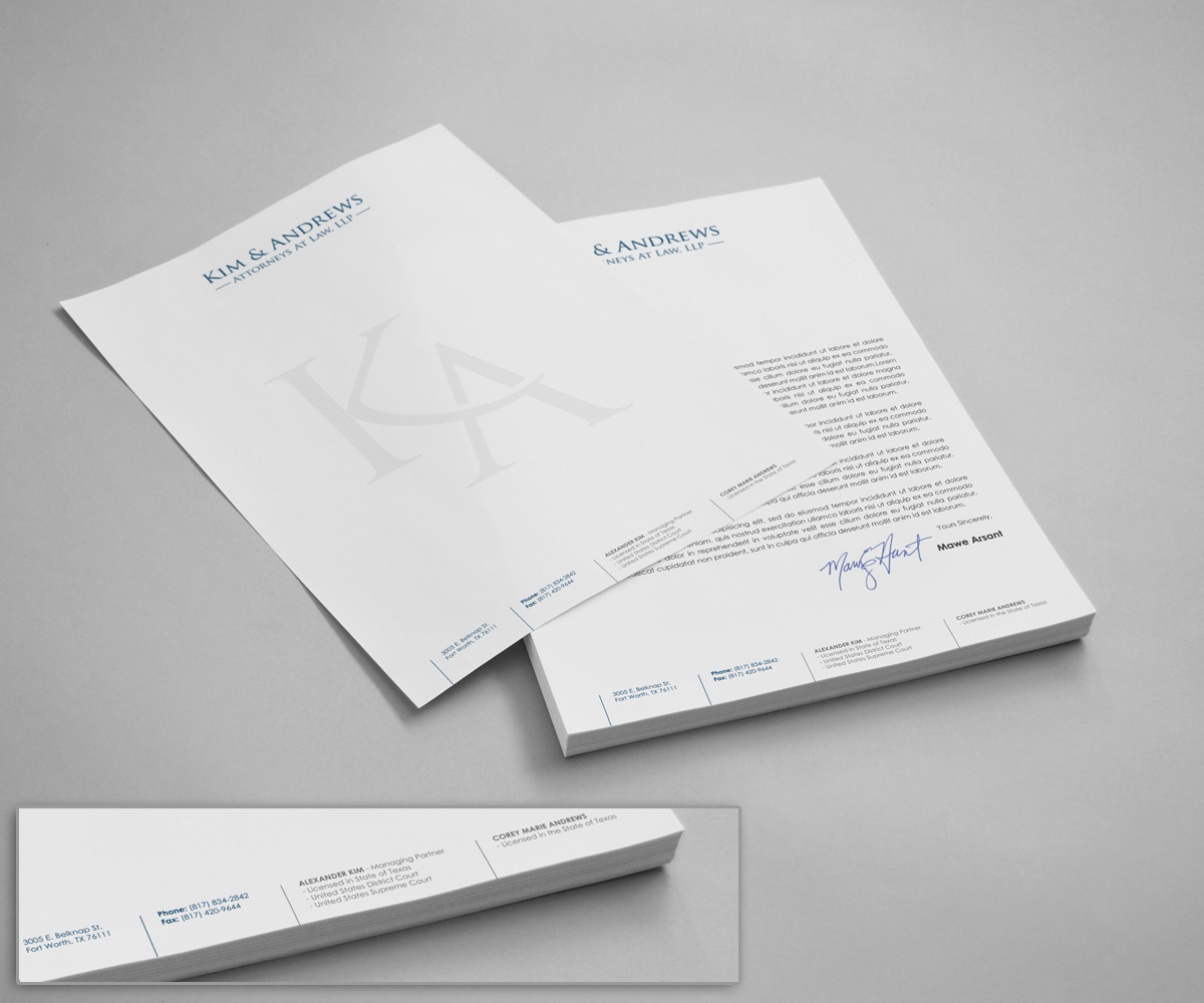 Letterhead Design by logodentity for Kim & Andrews, Attornets-at-Law, LP | Design #1787775