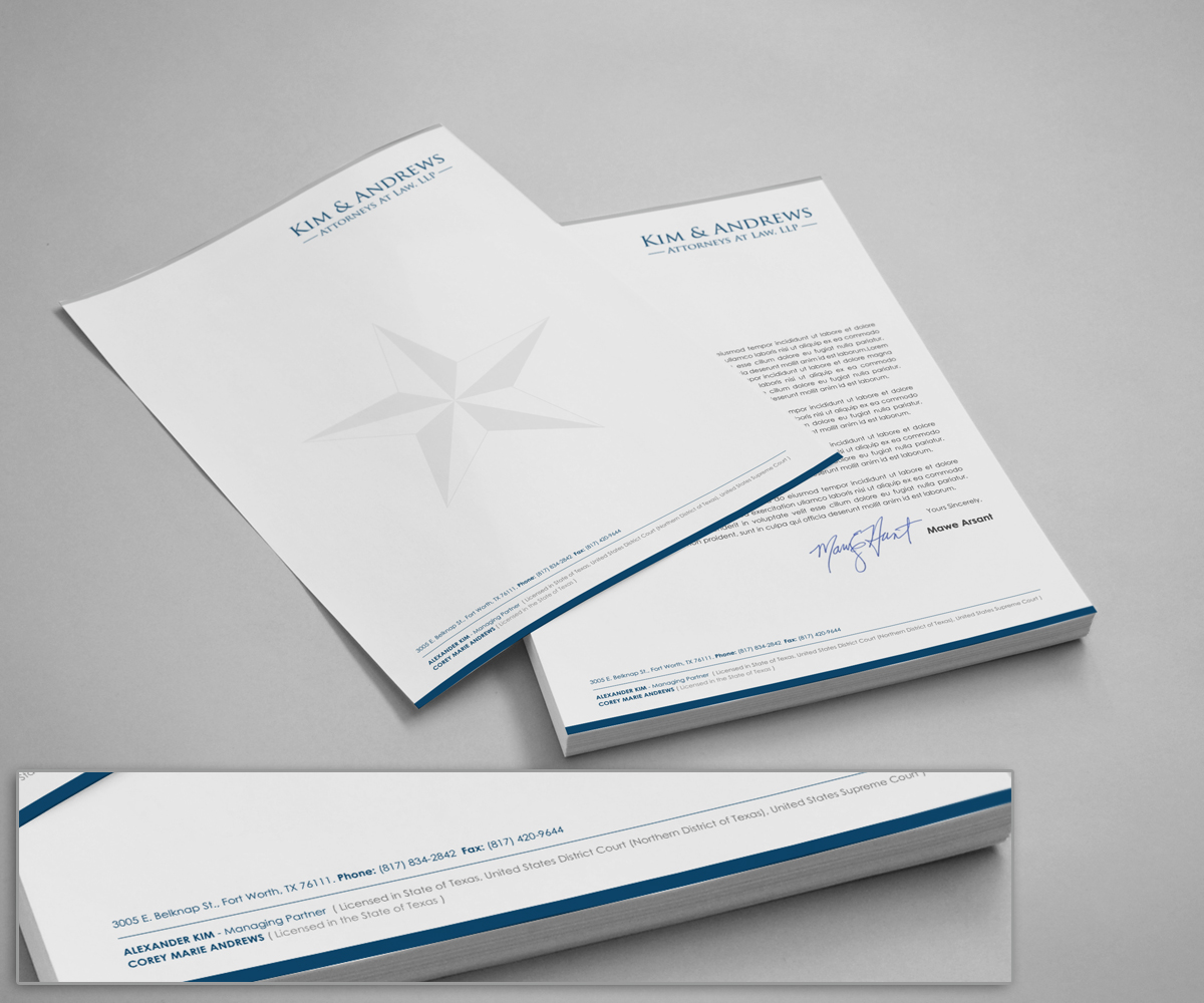 Letterhead Design by logodentity for Kim & Andrews, Attornets-at-Law, LP | Design #1787807