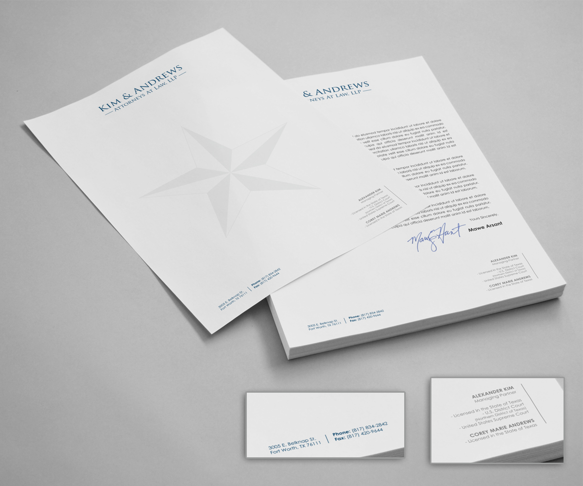 Letterhead Design by logodentity for Kim & Andrews, Attornets-at-Law, LP | Design #1807295