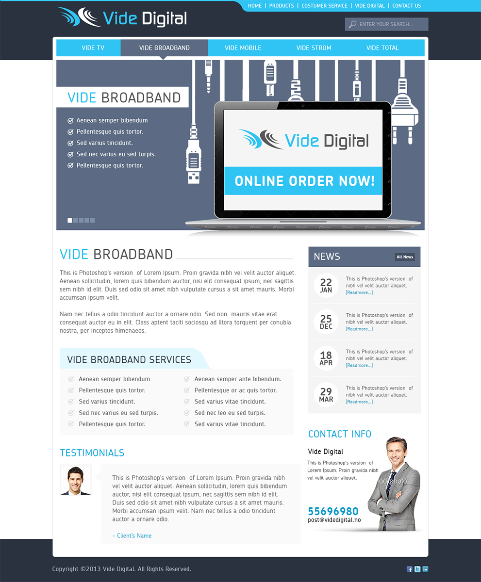 Diseño Web por Mayank Patel para Vide Digital AS | Diseño #1803631