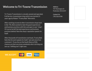Postcard Design by Selda for Tri Towne Transmission | Design: #6928222