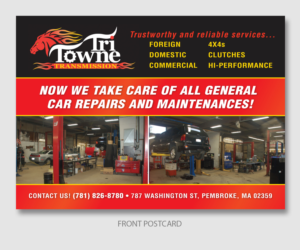 Postcard Design by LTC design for Tri Towne Transmission | Design #6937348