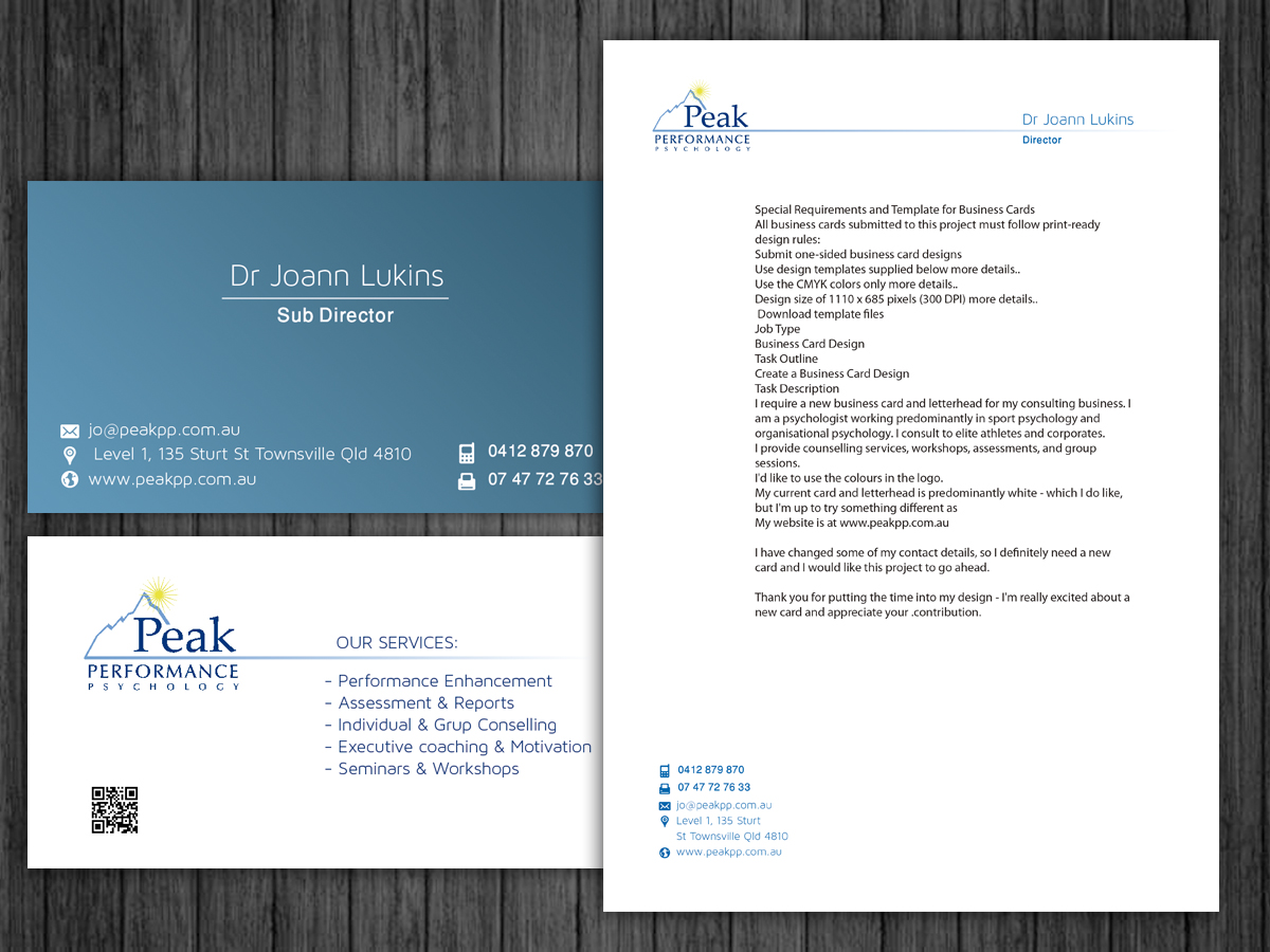 Business Card Design by silviaer for Peak Performance Psychology | Design #1823619