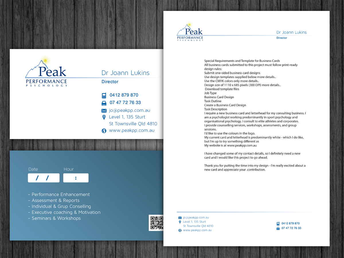 Business Card Design by silviaer for Peak Performance Psychology | Design #1823627