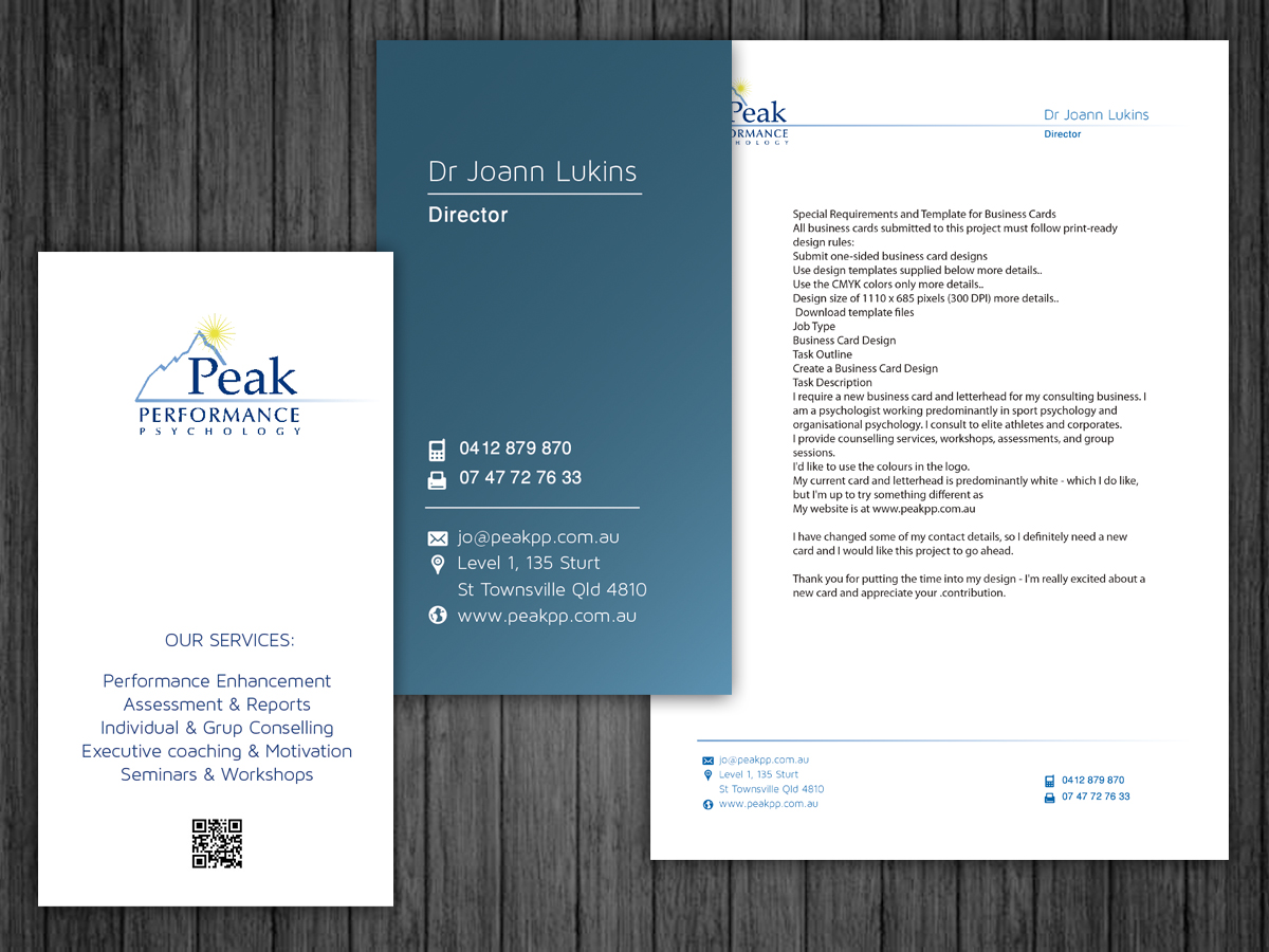 Business Card Design by silviaer for Peak Performance Psychology | Design #1823635