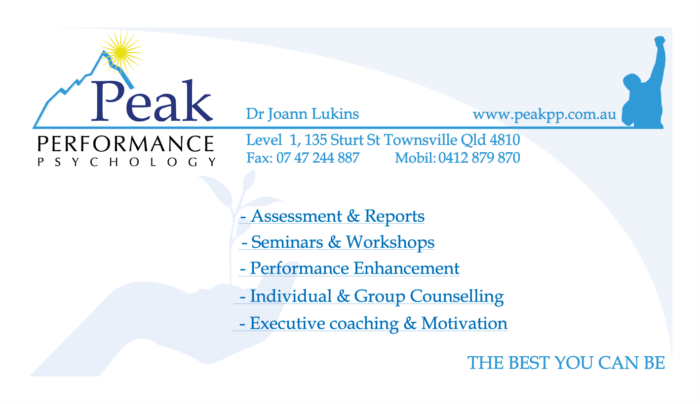 Visitenkarten-Design von Marcos D'Elia für Peak Performance Psychology | Design #1803182