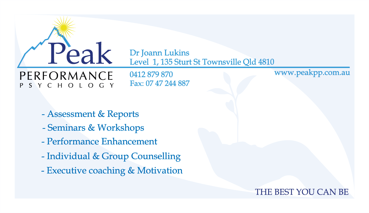 Visitenkarten-Design von Marcos D'Elia für Peak Performance Psychology | Design #1805488