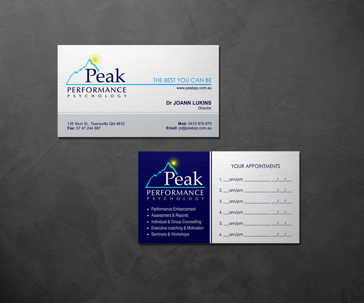 Visitenkarten-Design von logodentity für Peak Performance Psychology | Design #1799176