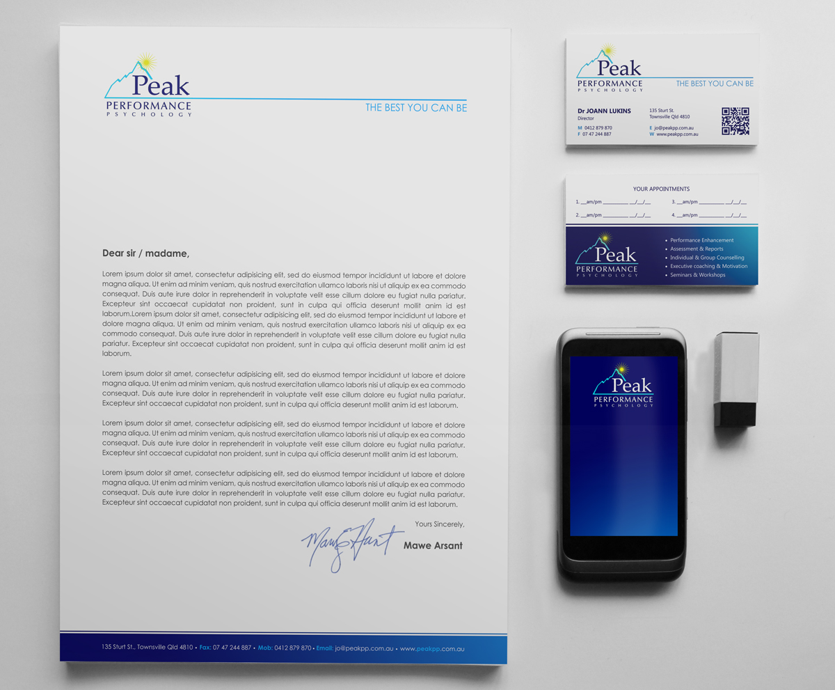 Visitenkarten-Design von logodentity für Peak Performance Psychology | Design #1799335