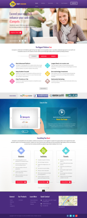 complete redesign of testhigher.com , responsive design  | Web Design by Sbss