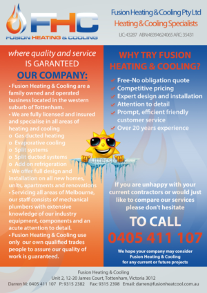 Flyer Design by leuchi for Fusion Heating and Cooling | Design: #6941218