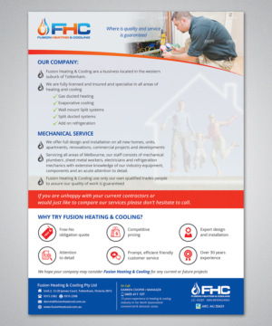 Flyer Design by sun_design for Fusion Heating and Cooling | Design: #6994896