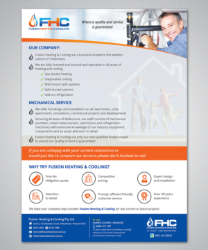 Flyer Design by sun_design for Fusion Heating and Cooling | Design #7034845