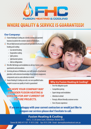 Flyer Design by VEGA-Designs for Fusion Heating and Cooling | Design #6968537