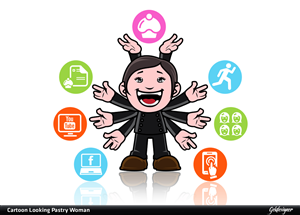 Cartoon looking pastry woman | Design Vectoriel par gekgrfx