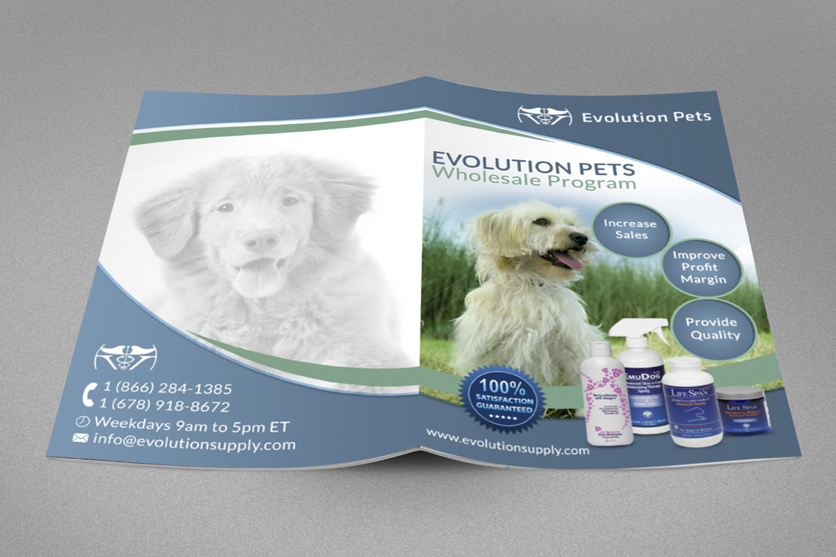 Design de Brochure par ESolz Technologies pour Evolution Pet Supply | Design #1847662