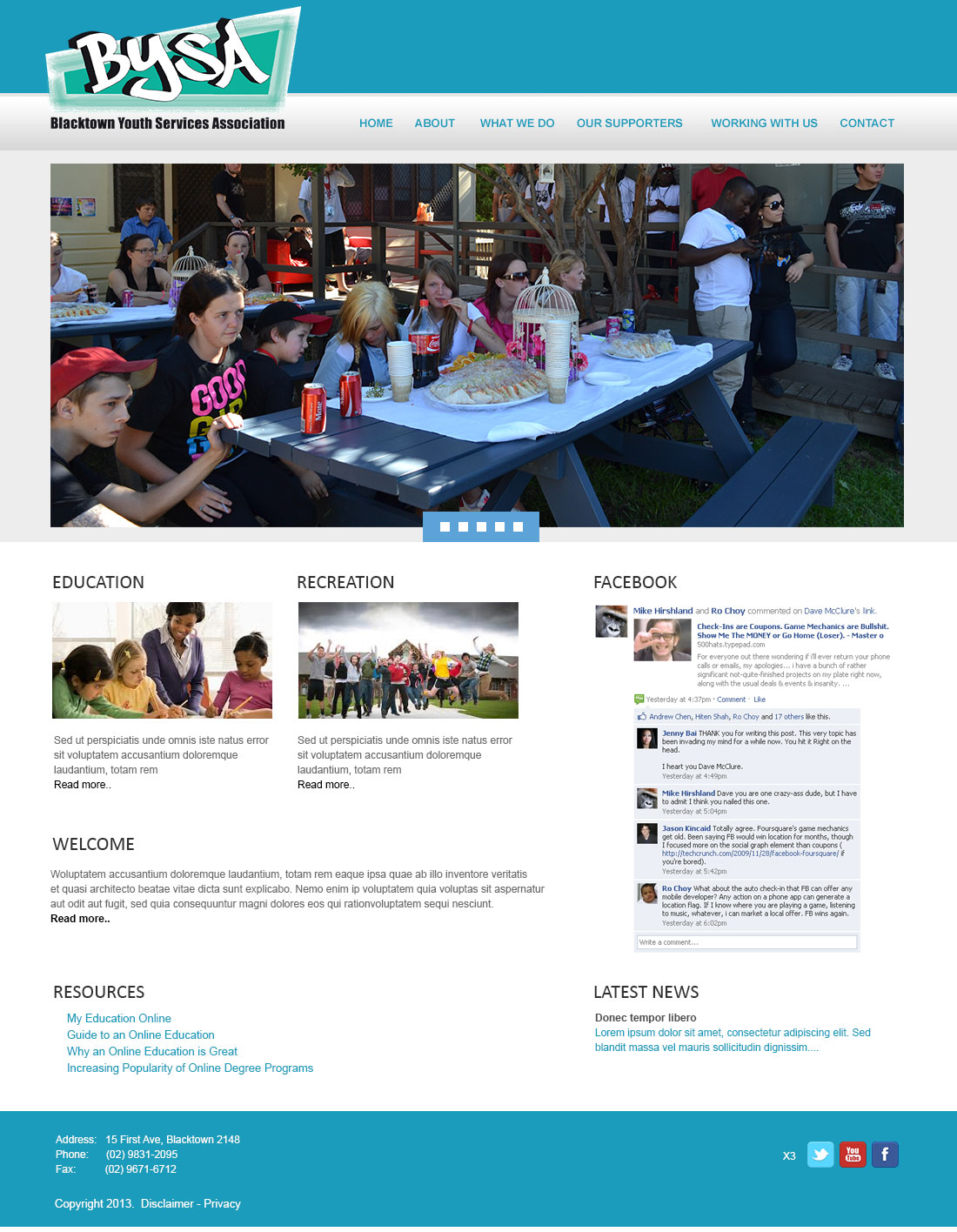 Web Design by pb for Blacktown Youth Services Association | Design #1835633
