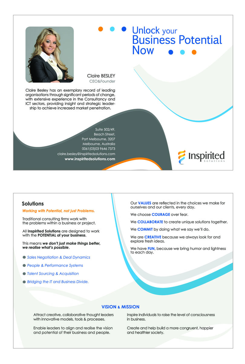 Diseño de Brochure por Nadia para Inspirited Solutions | Diseño #1802202