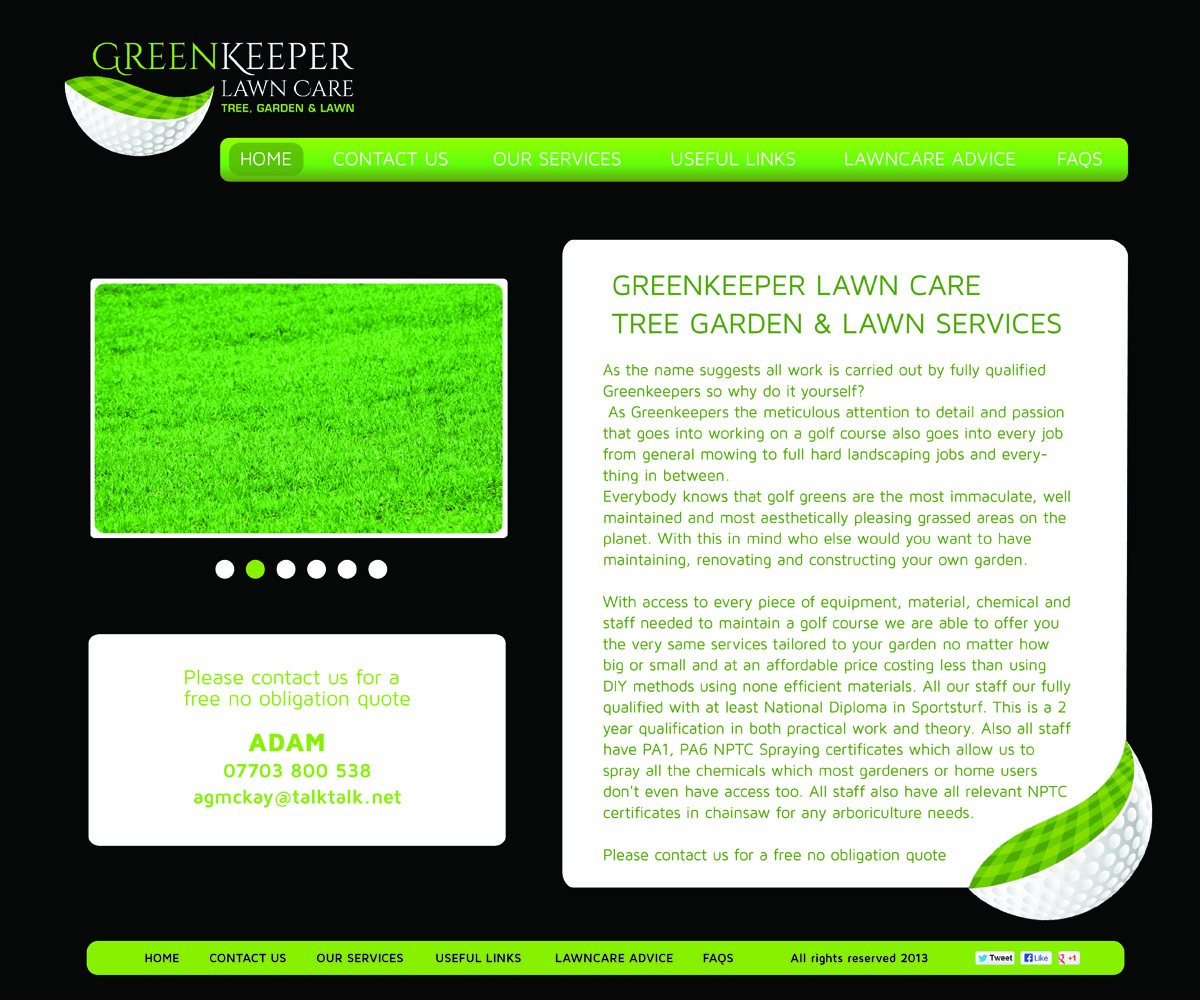 Web Design par gingko pour Greenkeeper Lawn Care | Design #1916194