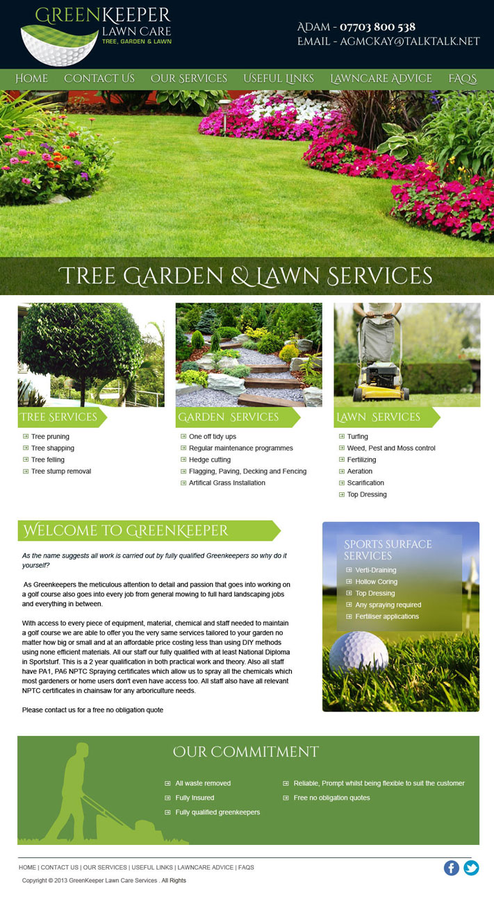 Web Design by Monimo for Greenkeeper Lawn Care | Design #1861959