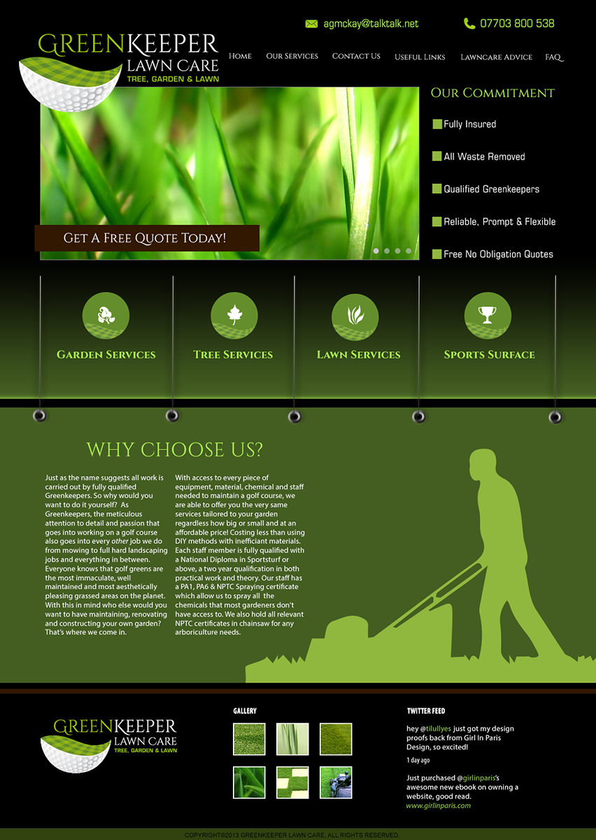 Web Design by JAC Marketing for Greenkeeper Lawn Care | Design #1927443
