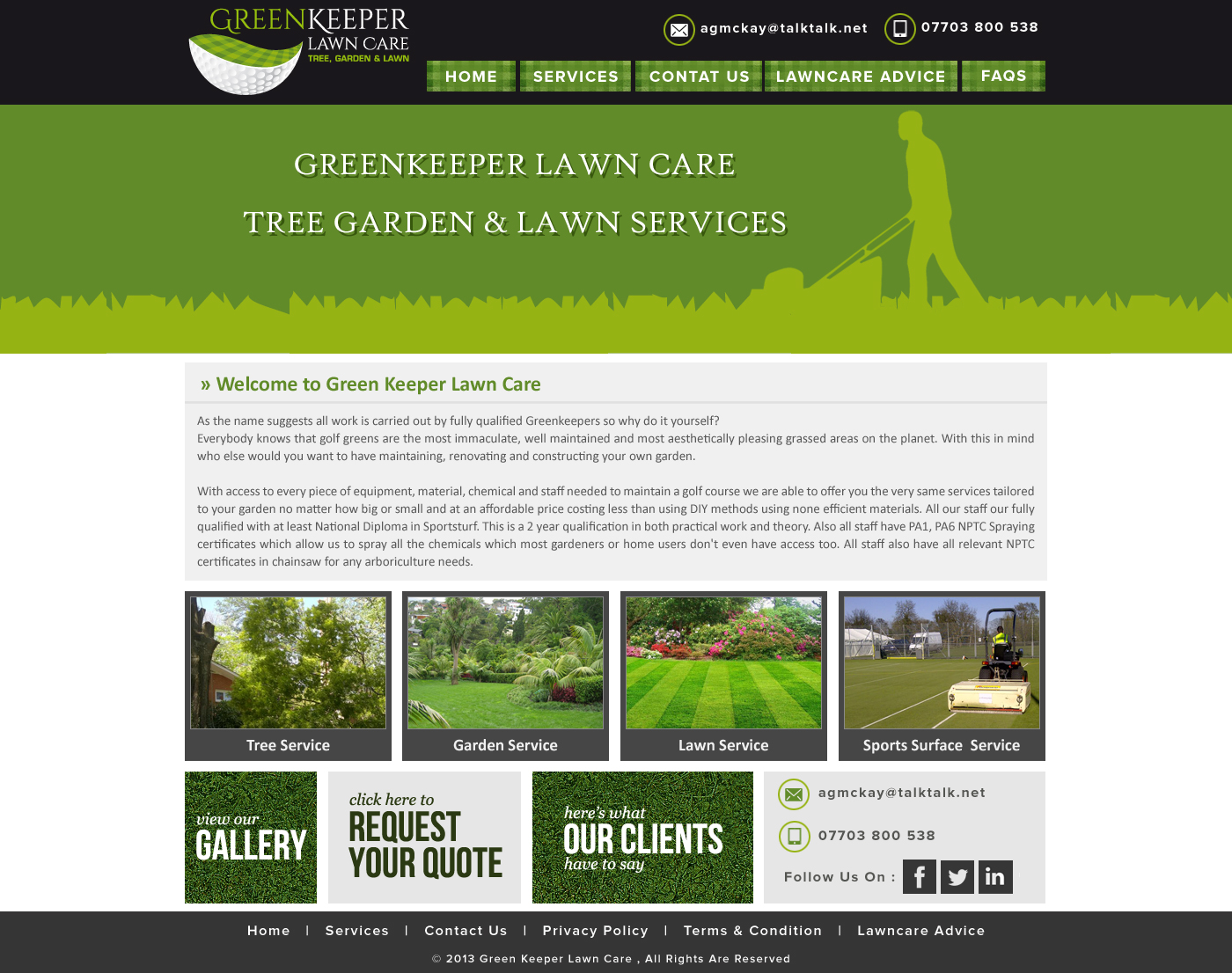 Web Design by sandeepkhunt for Greenkeeper Lawn Care | Design #1892017