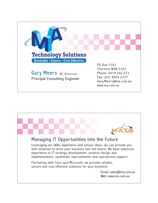 Visitenkarten-Design von Junn für MA Technology Solutions | Design #1815220