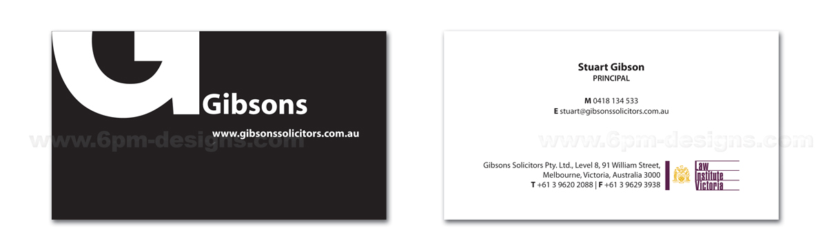 Business Card Design by 6pm Designs for Gibsons Solicitors Pty Ltd  | Design #1809013