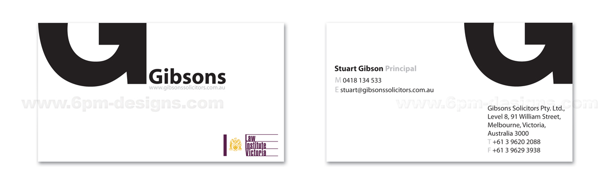 Business Card Design by 6pm Designs for Gibsons Solicitors Pty Ltd  | Design #1809015