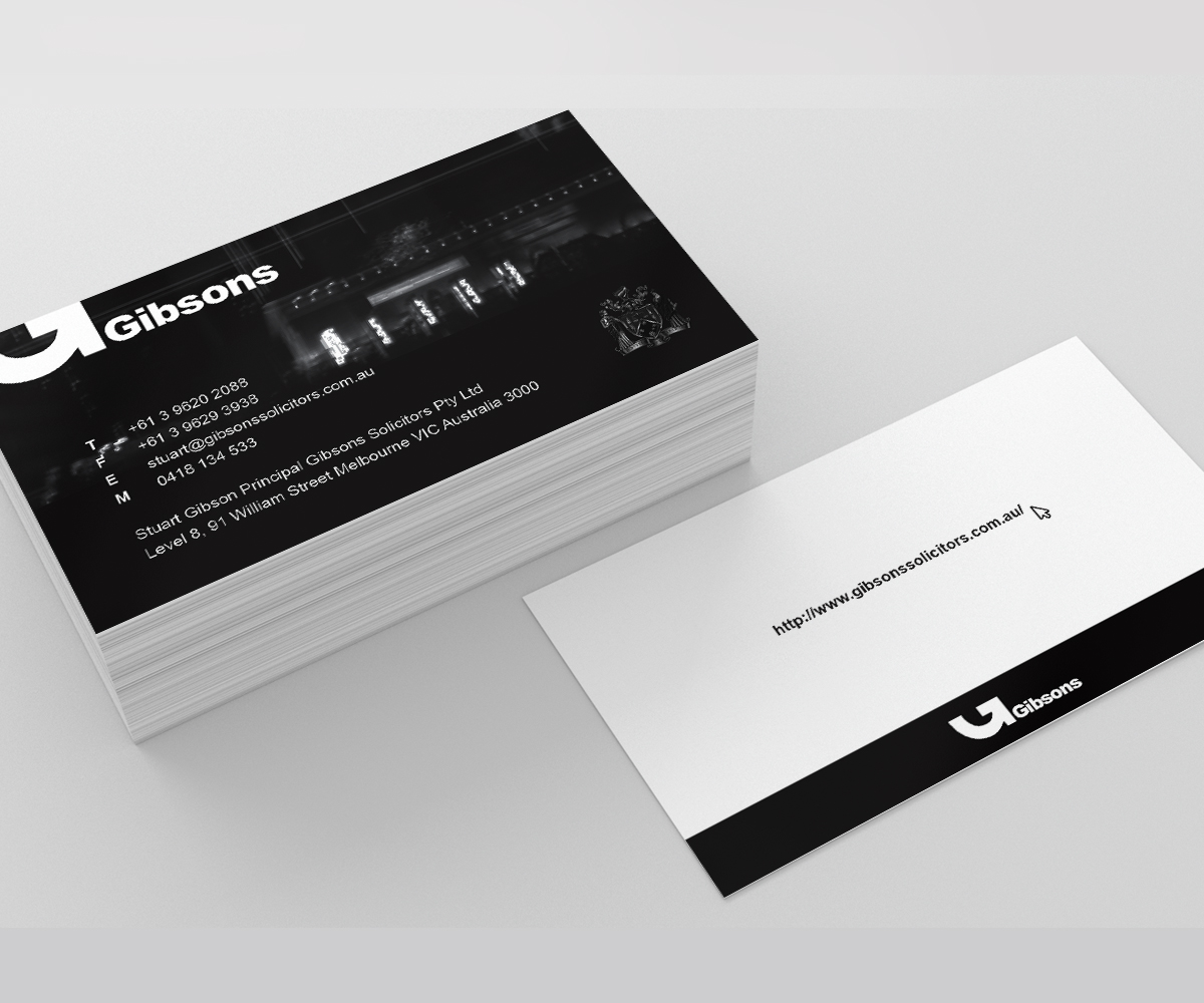 Business Card Design by natureborn for Gibsons Solicitors Pty Ltd  | Design #1815529