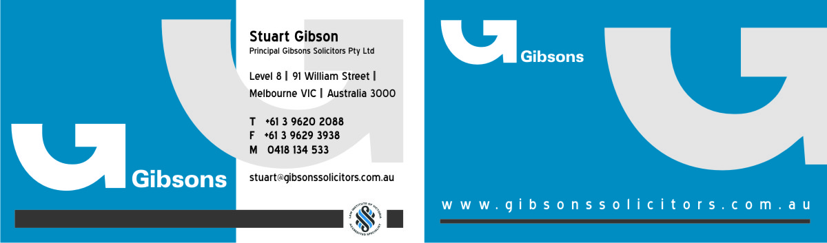 Business Card Design by Adri Pepler for Gibsons Solicitors Pty Ltd  | Design #1804505