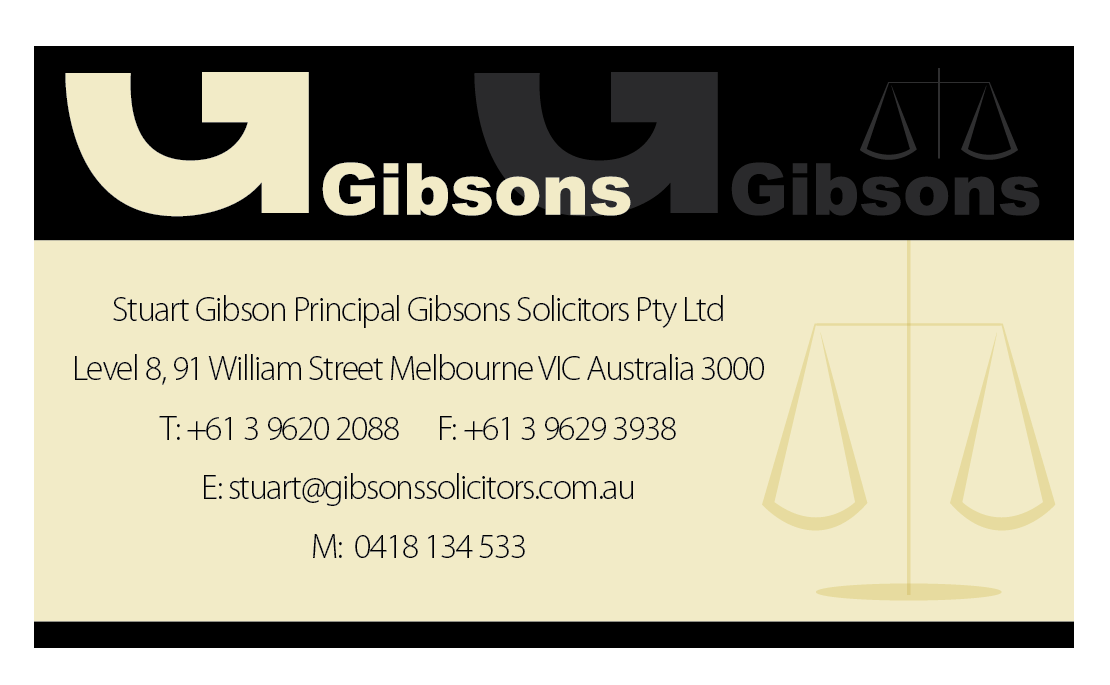 Business Card Design by Agnes Beltran Batallones for Gibsons Solicitors Pty Ltd  | Design #1813746