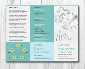 Design de Flyer par uk pour Classical Acupuncture Kenilworth | Design : #7146494